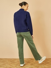 Yumi Blue Knitted High Neck Jumper With Appliqué Flowers - Image 5 of 5