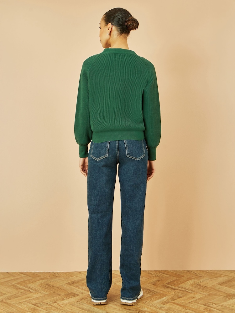 Yumi Green Relaxed Fit Cardigan With Stitch Detail - Image 4 of 4 Yumi Green Relaxed Fit Cardigan With Stitch Detail - Image 4 of 4