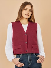 Yumi Red Knitted Pullover Waistcoat - Image 1 of 4