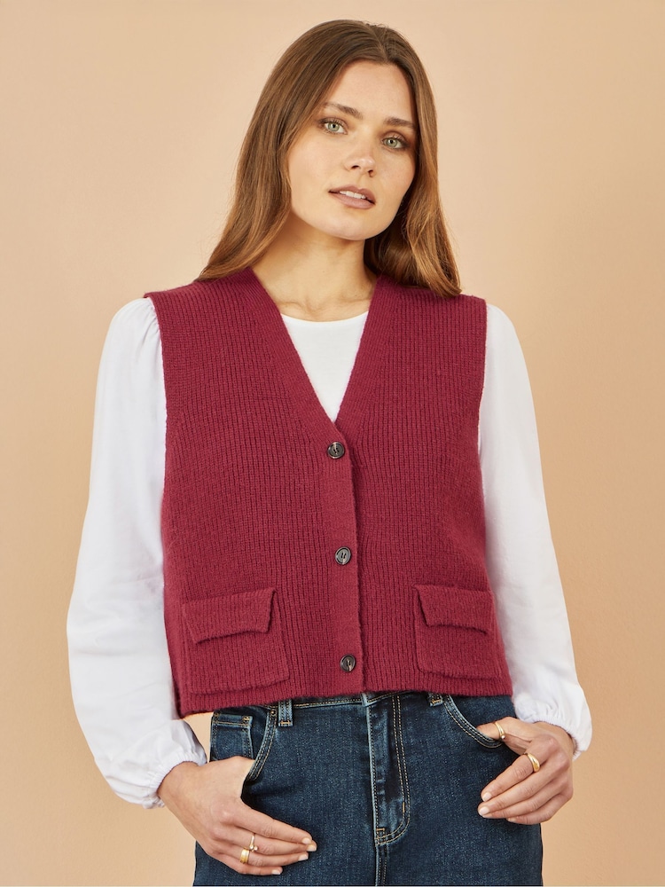 Yumi Red Knitted Pullover Waistcoat - Image 1 of 4