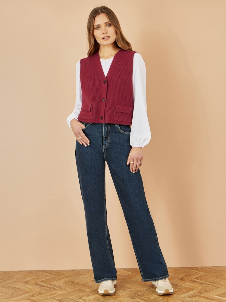 Yumi Red Knitted Pullover Waistcoat - Image 2 of 4