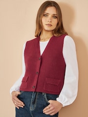 Yumi Red Knitted Pullover Waistcoat - Image 3 of 4