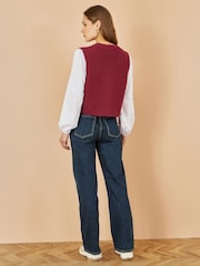 Yumi Red Knitted Pullover Waistcoat - Image 4 of 4