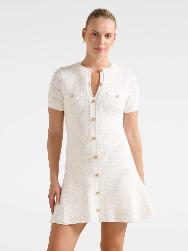 Forever New White Rosa Stitch Interest Knitted Mini Dress - Image 1 of 5