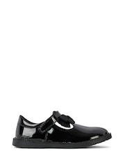 Kickers Black Junior Girls Adlar T Bar Bow Patent Leather Shoes - Image 1 of 6