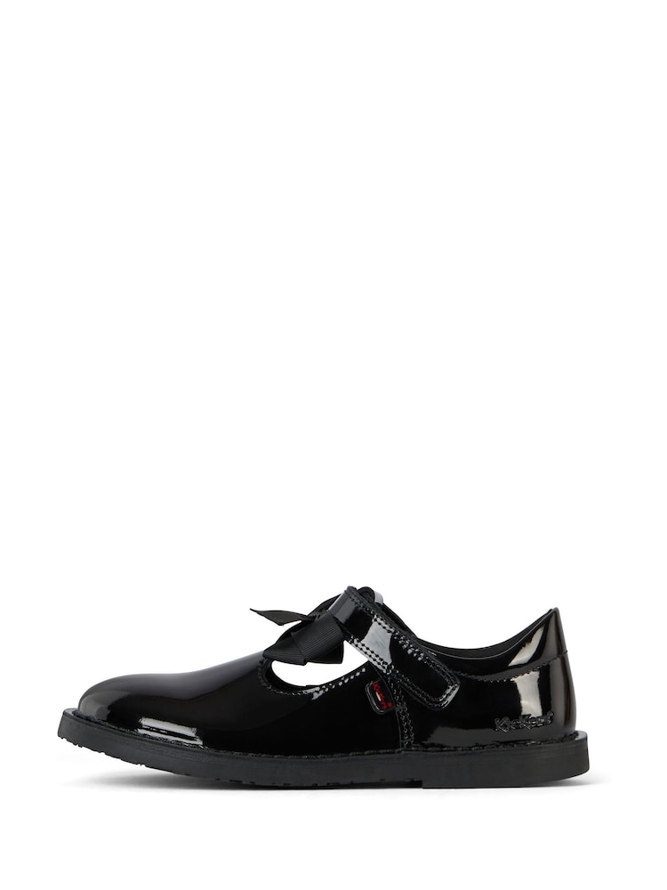 Kickers Black Junior Girls Adlar T Bar Bow Patent Leather Shoes - Image 2 of 6