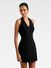 Forever New Black Riley Petite Structured Halter Neck Mini Dress - Image 4 of 5
