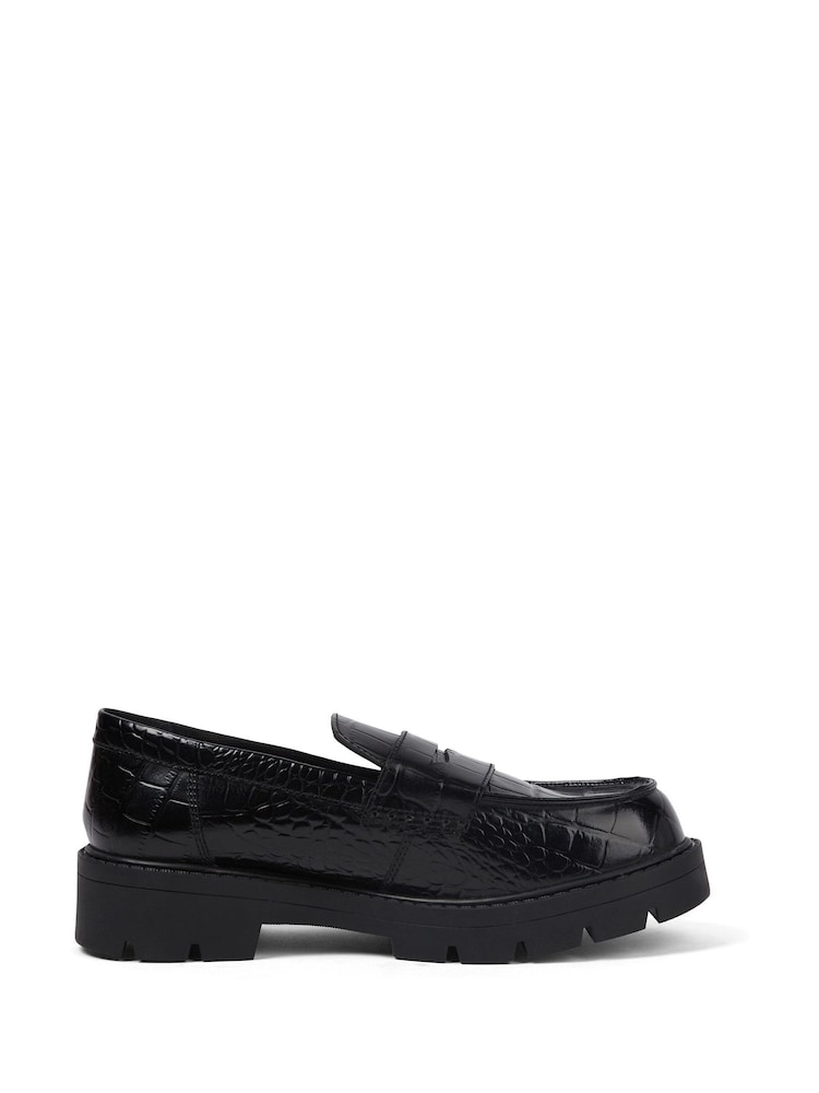 Kickers Black Adult Womens Kori Loafers Croc Effect Leather - Image 1 of 6