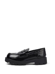 Kickers Black Adult Womens Kori Loafers Croc Effect Leather - Image 2 of 6