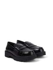 Kickers Black Adult Womens Kori Loafers Croc Effect Leather - Image 3 of 6