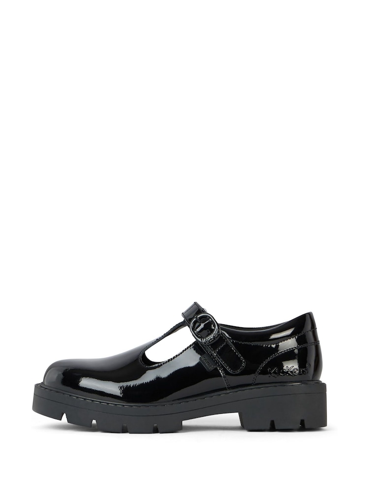 Kickers Black Junior Girls Kori T Bar Patent Leather Shoes - Image 2 of 6 Kickers Black Junior Girls Kori T Bar Patent Leather Shoes - Image 2 of 6