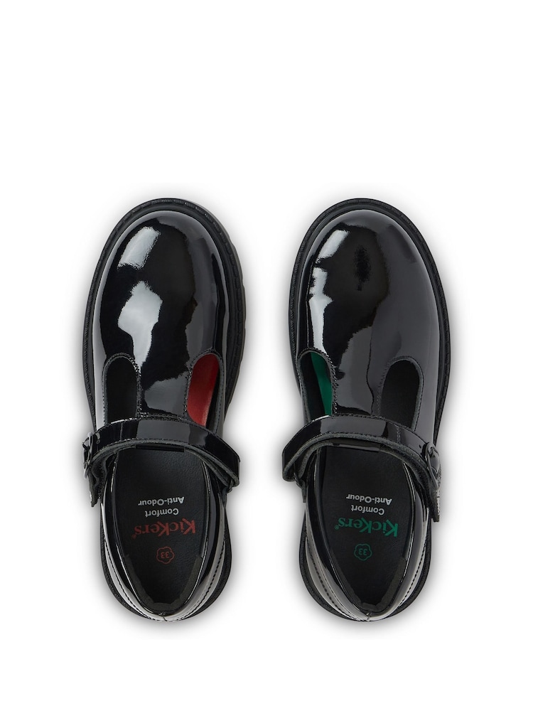 Kickers Black Junior Girls Kori T Bar Patent Leather Shoes - Image 6 of 6