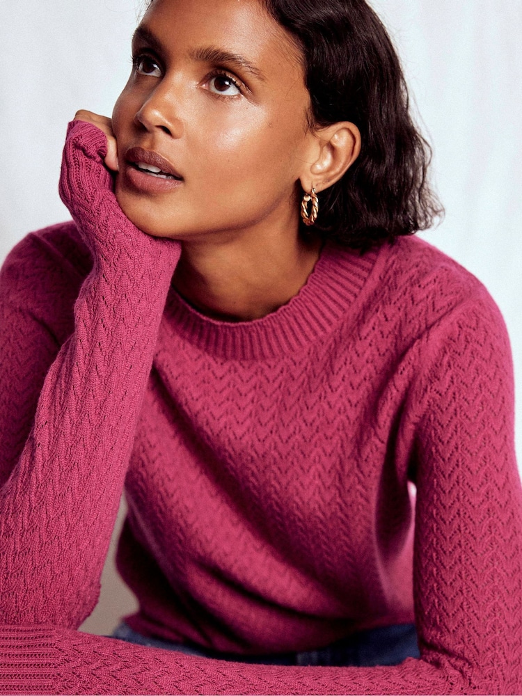 Boden Red Diane Pointelle Jumper - Image 1 of 6 Boden Red Diane Pointelle Jumper - Image 1 of 6