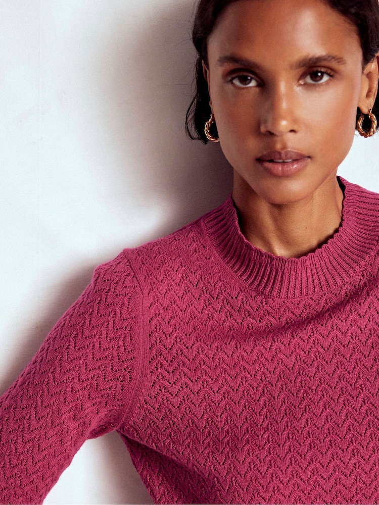 Boden Red Diane Pointelle Jumper - Image 2 of 6 Boden Red Diane Pointelle Jumper - Image 2 of 6
