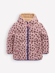 Boden Pink Reversible Padded Borg Coat - Image 1 of 4