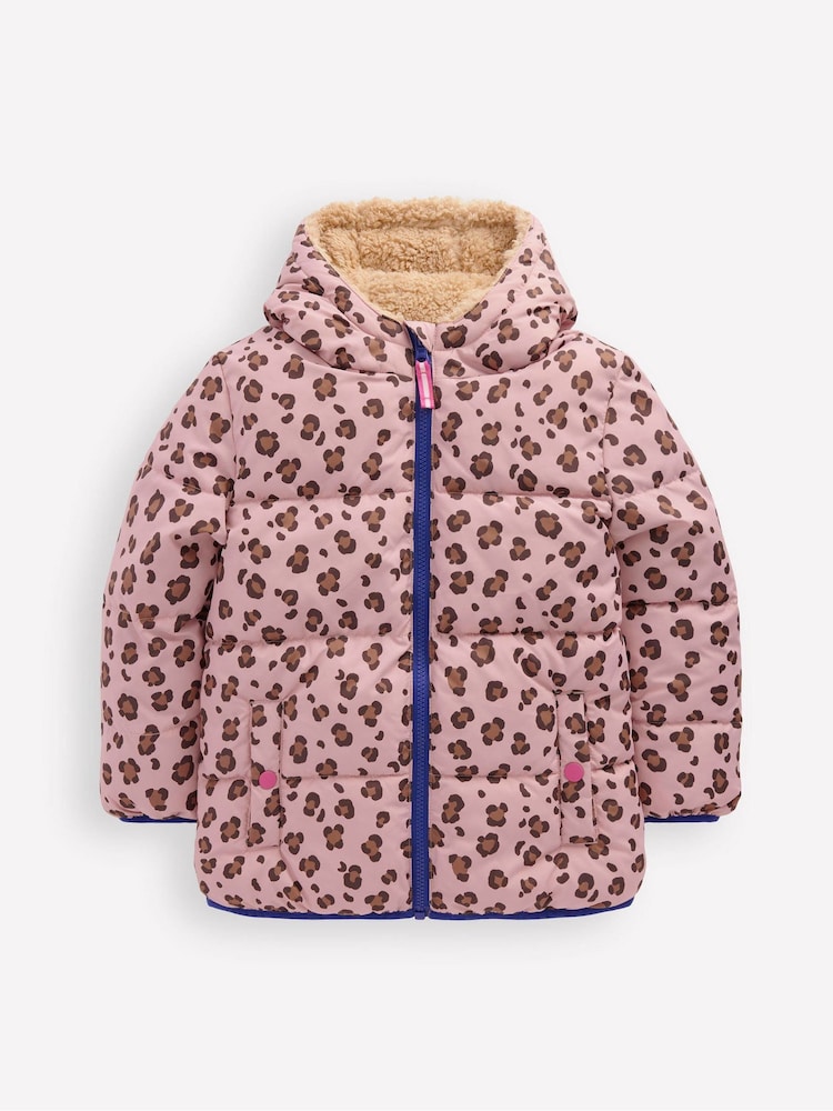 Boden Pink Reversible Padded Borg Coat - Image 1 of 4