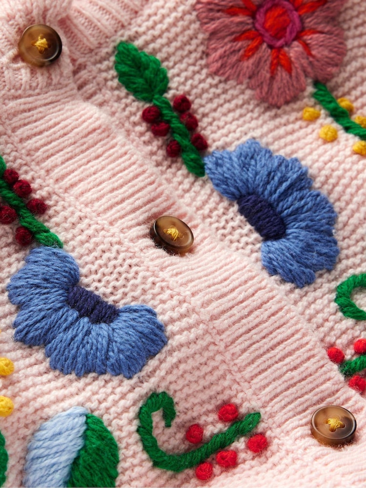 Boden Pink Pretty Embroidered Cardigan - Image 3 of 3 Boden Pink Pretty Embroidered Cardigan - Image 3 of 3
