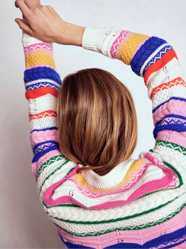 Boden Green Textured Fair Isle Jumper - Image 2 of 8