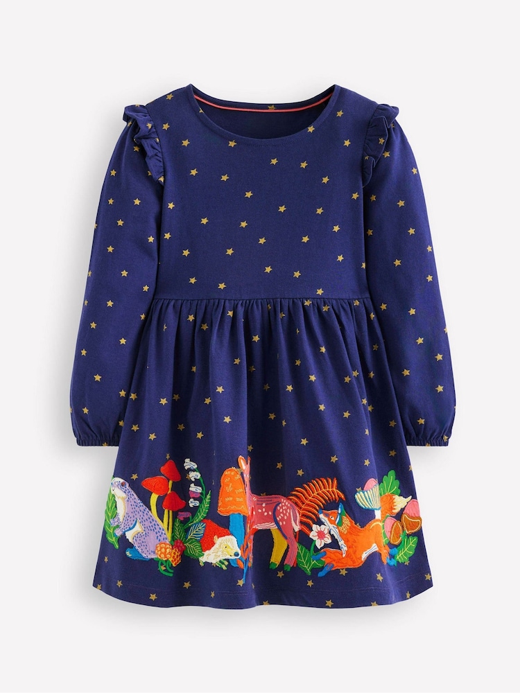 Boden Blue Appliqué Jersey Dress - Image 1 of 3 Boden Blue Appliqué Jersey Dress - Image 1 of 3