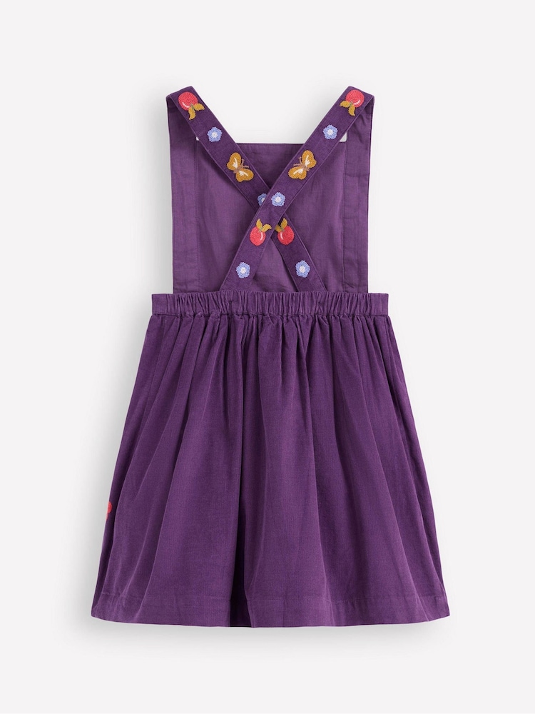 Boden Purple Embroidered Pinafore Dress - Image 2 of 3 Boden Purple Embroidered Pinafore Dress - Image 2 of 3