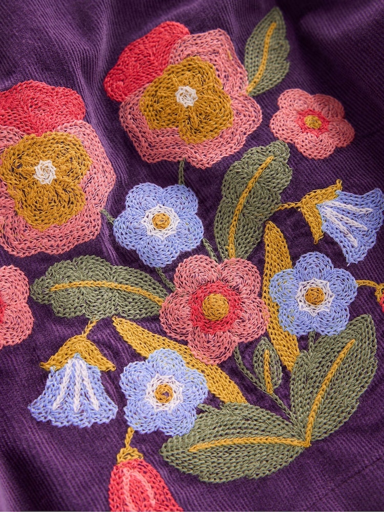 Boden Purple Embroidered Pinafore Dress - Image 3 of 3 Boden Purple Embroidered Pinafore Dress - Image 3 of 3