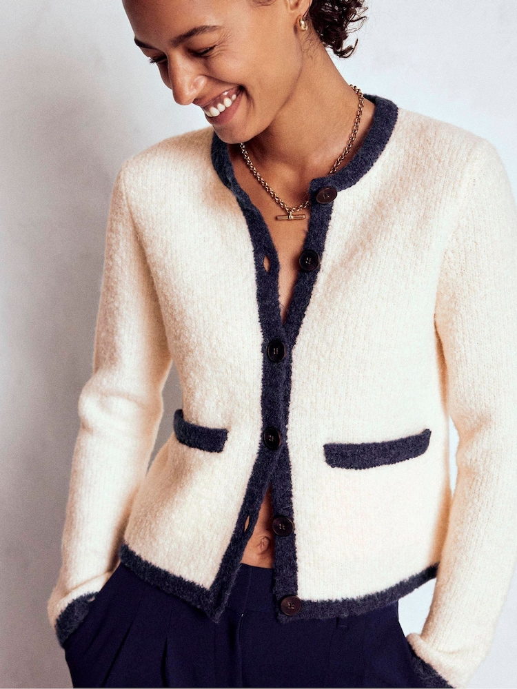 Boden Cream Holly Boucle Knitted Cardigan - Image 2 of 6 Boden Cream Holly Boucle Knitted Cardigan - Image 2 of 6