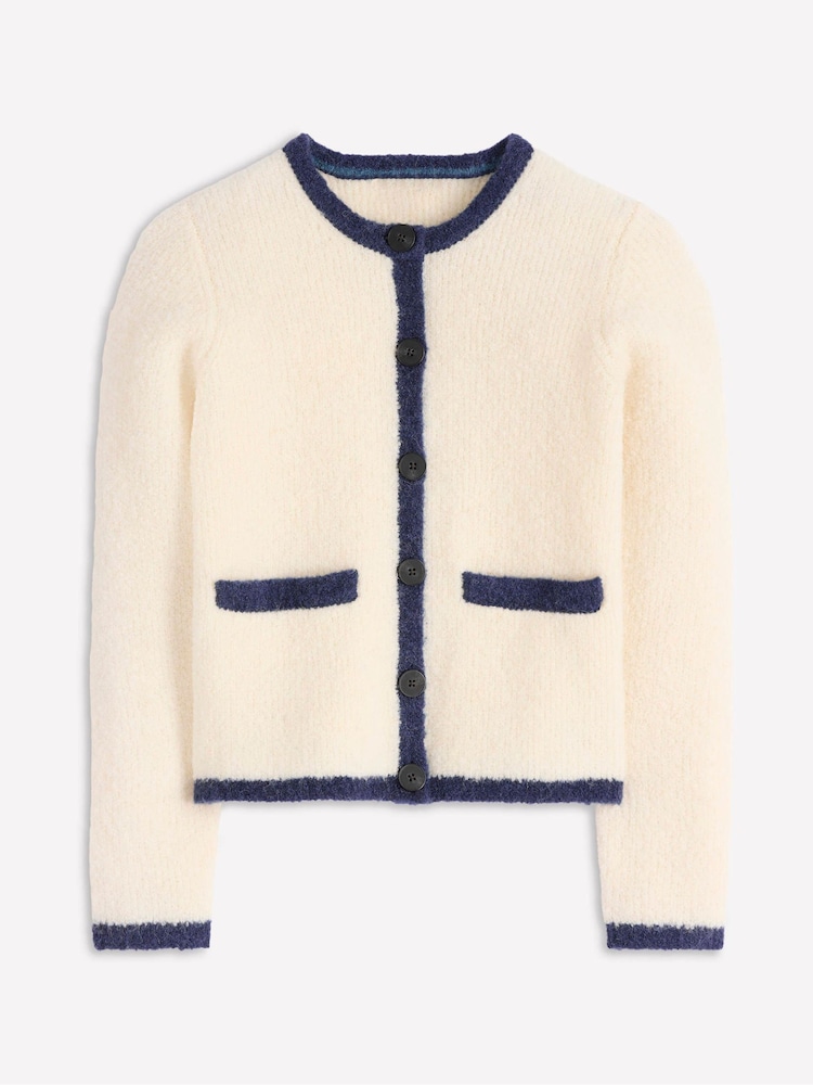 Boden Cream Holly Boucle Knitted Cardigan - Image 6 of 6