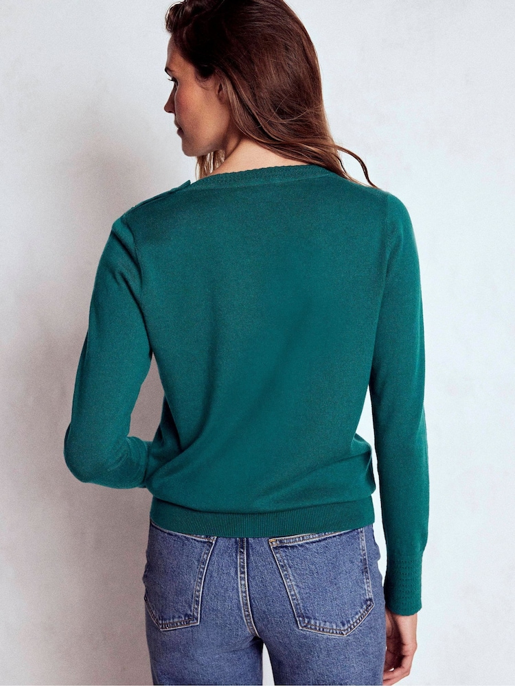 Boden Green Briony Stitch Jumper - Image 2 of 6 Boden Green Briony Stitch Jumper - Image 2 of 6