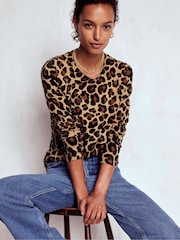 Boden Brown Emilia Cotton Crew Neck Jumper - Image 1 of 6
