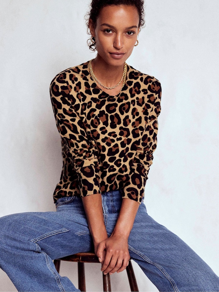 Boden Brown Emilia Cotton Crew Neck Jumper - Image 1 of 6