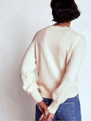 Boden Cream Fluffy Embroidered Jumper - Image 2 of 7