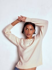 Boden Cream Fluffy Embroidered Jumper - Image 3 of 7