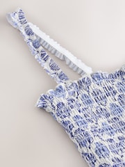 Cream/Blue Shell Shirred Bandeau Bikini Top - Image 4 of 4