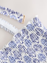 تصميم على شكل صدف بلون كريمي/أزرق - قطعة بكيني علوية باندو مجمعة - صورة 7 من 9