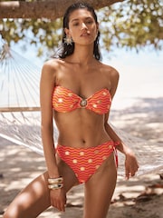 Love & Roses Orange Wavy Stripe Foil Sun Print Bikini Bottoms - Image 1 of 4