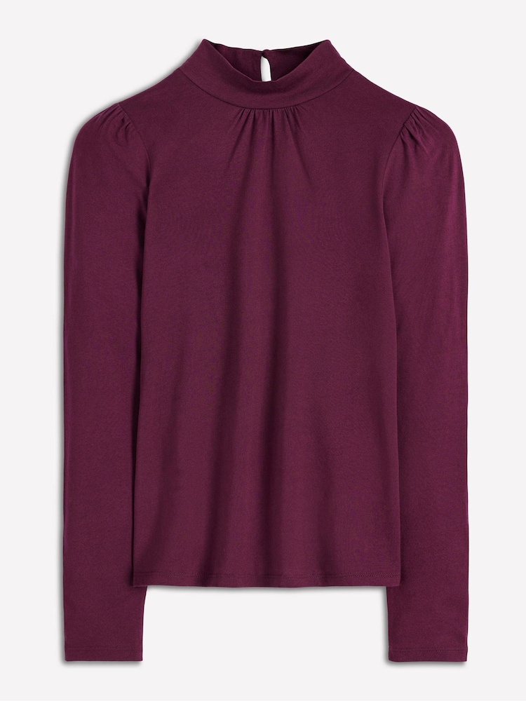 Boden Purple Puff Sleeve Jersey Top - Image 5 of 5 Boden Purple Puff Sleeve Jersey Top - Image 5 of 5