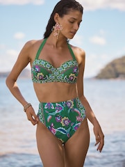 Green Tropical Parrot Print - Love & Roses 몰드컵 비키니 탑 - 5의 이미지 3