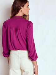 Boden Purple Lace Collar Blouse - Image 3 of 5