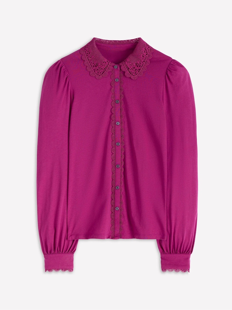 Boden Purple Lace Collar Blouse - Image 5 of 5