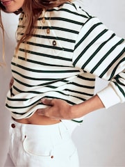 Boden Green Button Detail Sweatshirt - Image 2 of 5