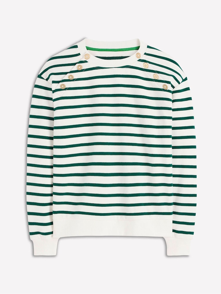 Boden Green Button Detail Sweatshirt - Image 5 of 5 Boden Green Button Detail Sweatshirt - Image 5 of 5