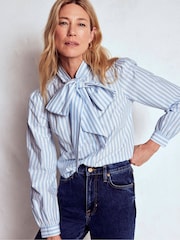 Boden Blue Tie Neck Top - Image 4 of 6