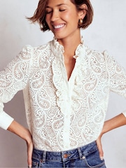 Boden Cream Sasha Lace Top - Image 1 of 5