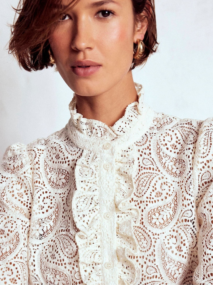 Boden Cream Sasha Lace Top - Image 2 of 5