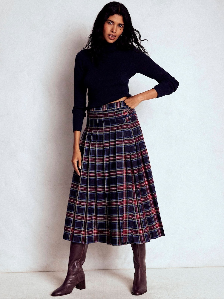 Boden Blue Josephine Wool Kilt Skirt - Image 1 of 5