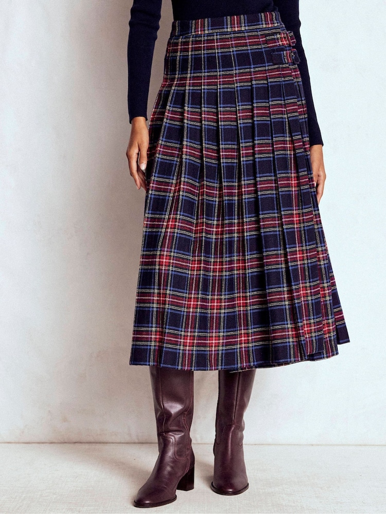 Boden Blue Josephine Wool Kilt Skirt - Image 2 of 5