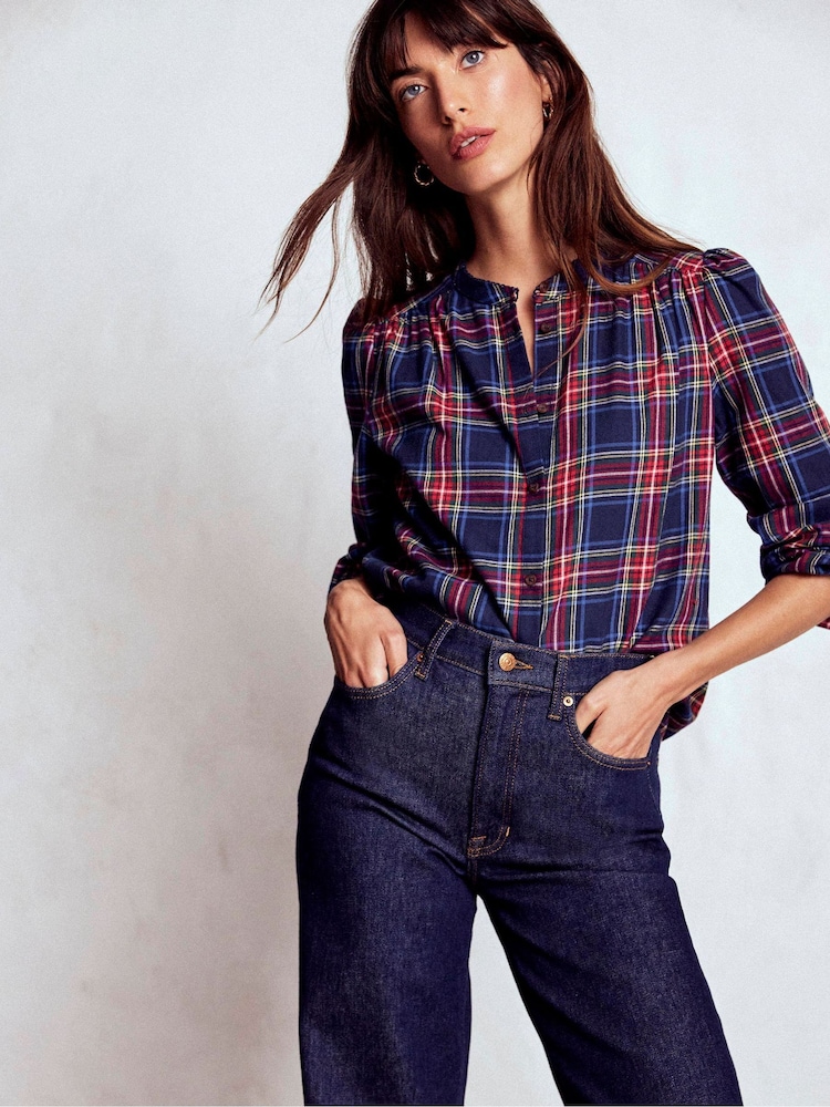 Boden Blue Layla Brushed Cotton Top - Image 1 of 5
