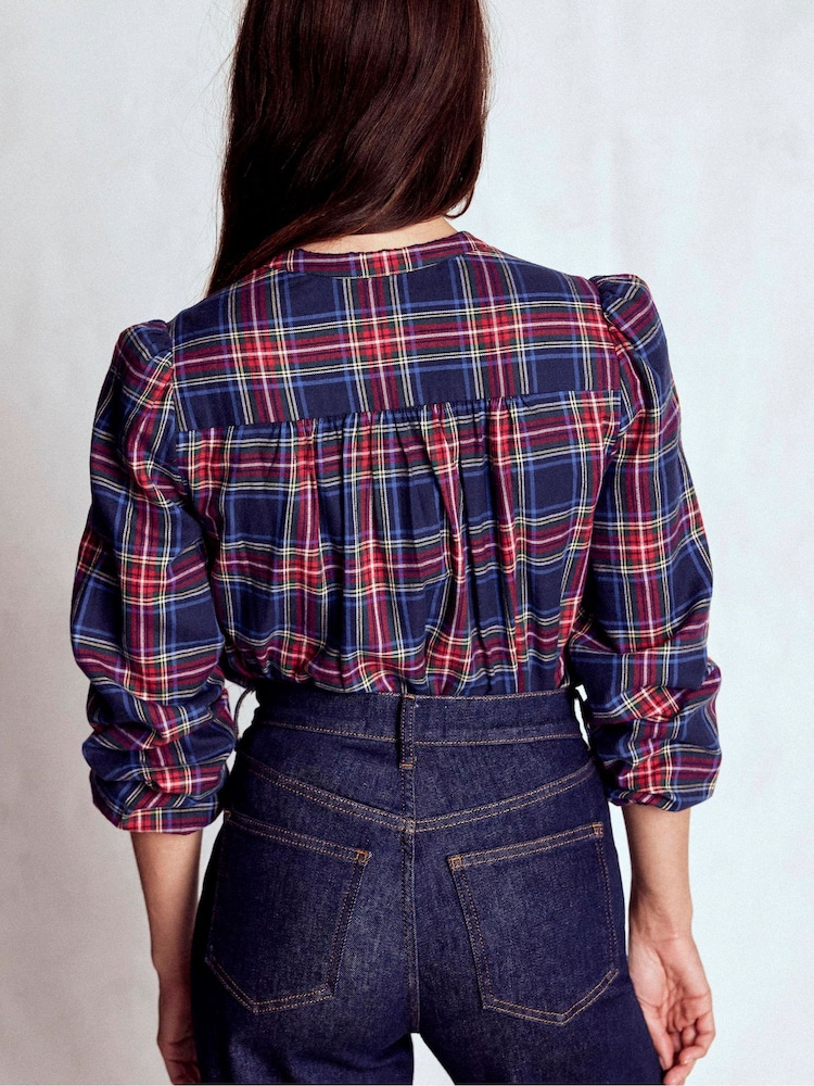 Boden Blue Layla Brushed Cotton Top - Image 2 of 5