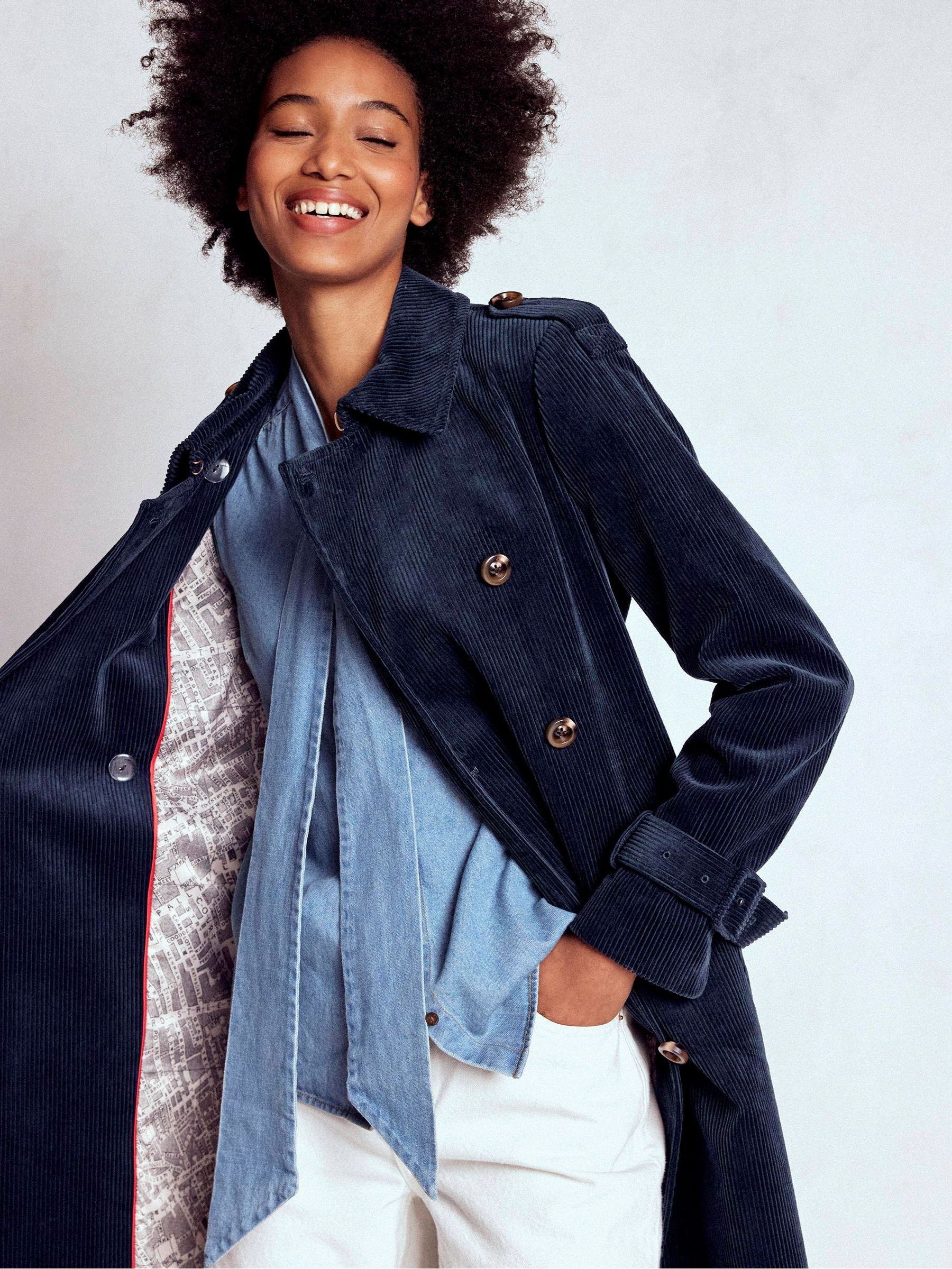 Buy Boden Blue Cheltenham Cord Trench Coat from Next USA