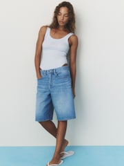 グレー - self.ノースリーブリブ編みスクープネックボディスーツ - 画像 3 / 8